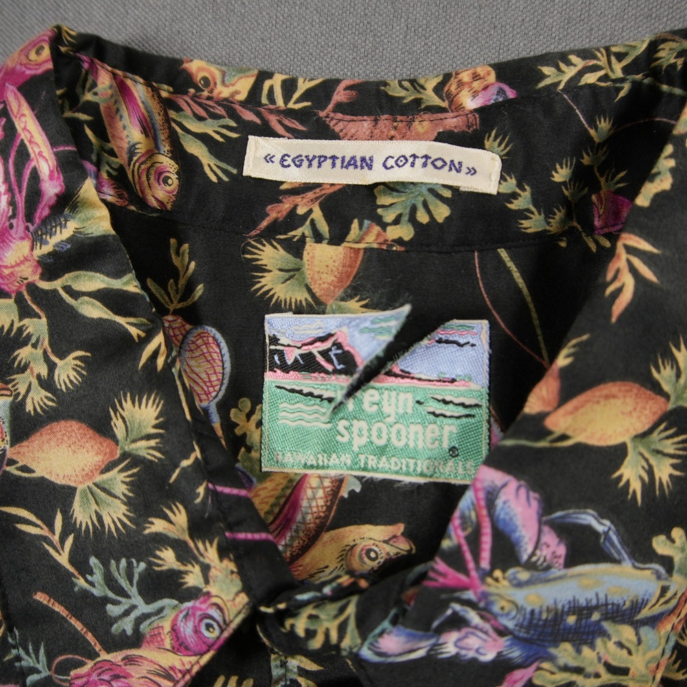 Vintage 90s Reyn Spooner Egyptian Cotton Aquatic Fish Lobster Men Shirt XL Aloha - Picture 4 of 13